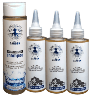 The GARDEN balicek kozmetiky WHITE 1+3 sampon White Formula Shampoo + 3 tonika Rapuncell White Solution